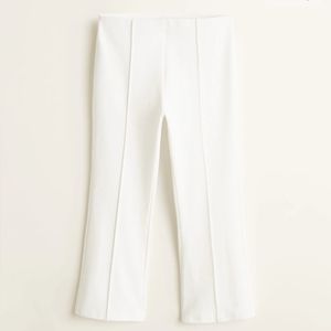 Mango Size S Straight Textured Ankle Pant White S